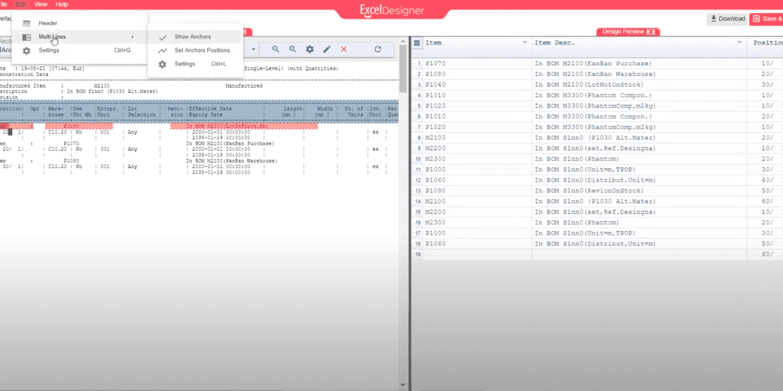 Converting ERP LN Reports with Multi-line Data to Excel