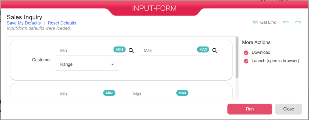Manual Report Execution with filtering and field passing