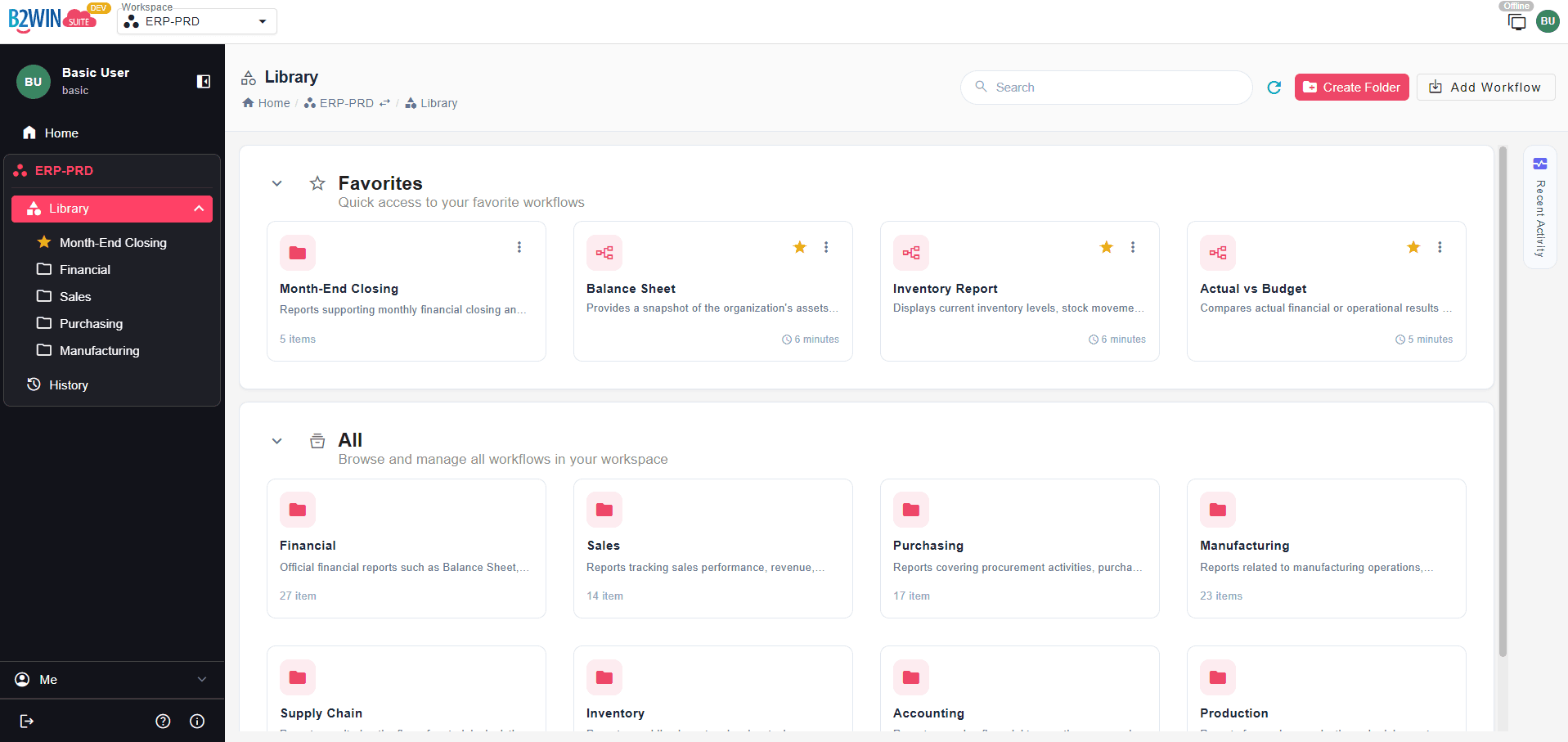 Self-Service Reporting - B2Win Suite Workflow Library