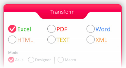 Excel transformation UI