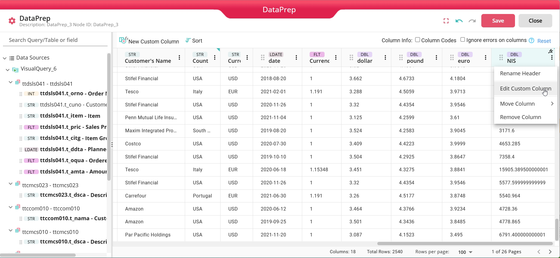 Data Preparation - DataPrep view