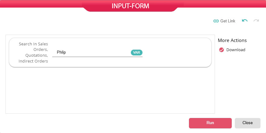 Self-Service Reporting - Input Form