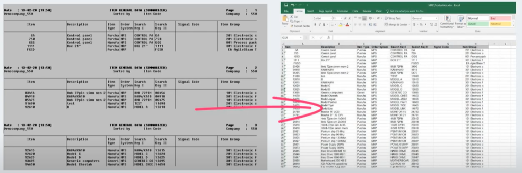 Automatic Conversion of ERP Reports to Excel